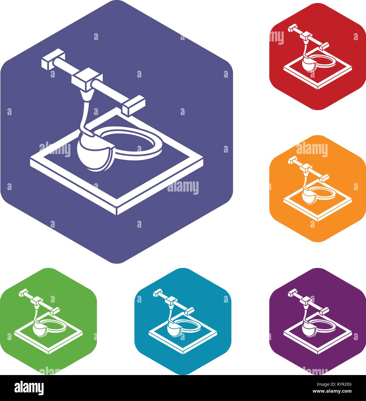 Ring d printing icons vector hexahedron Stock Vector