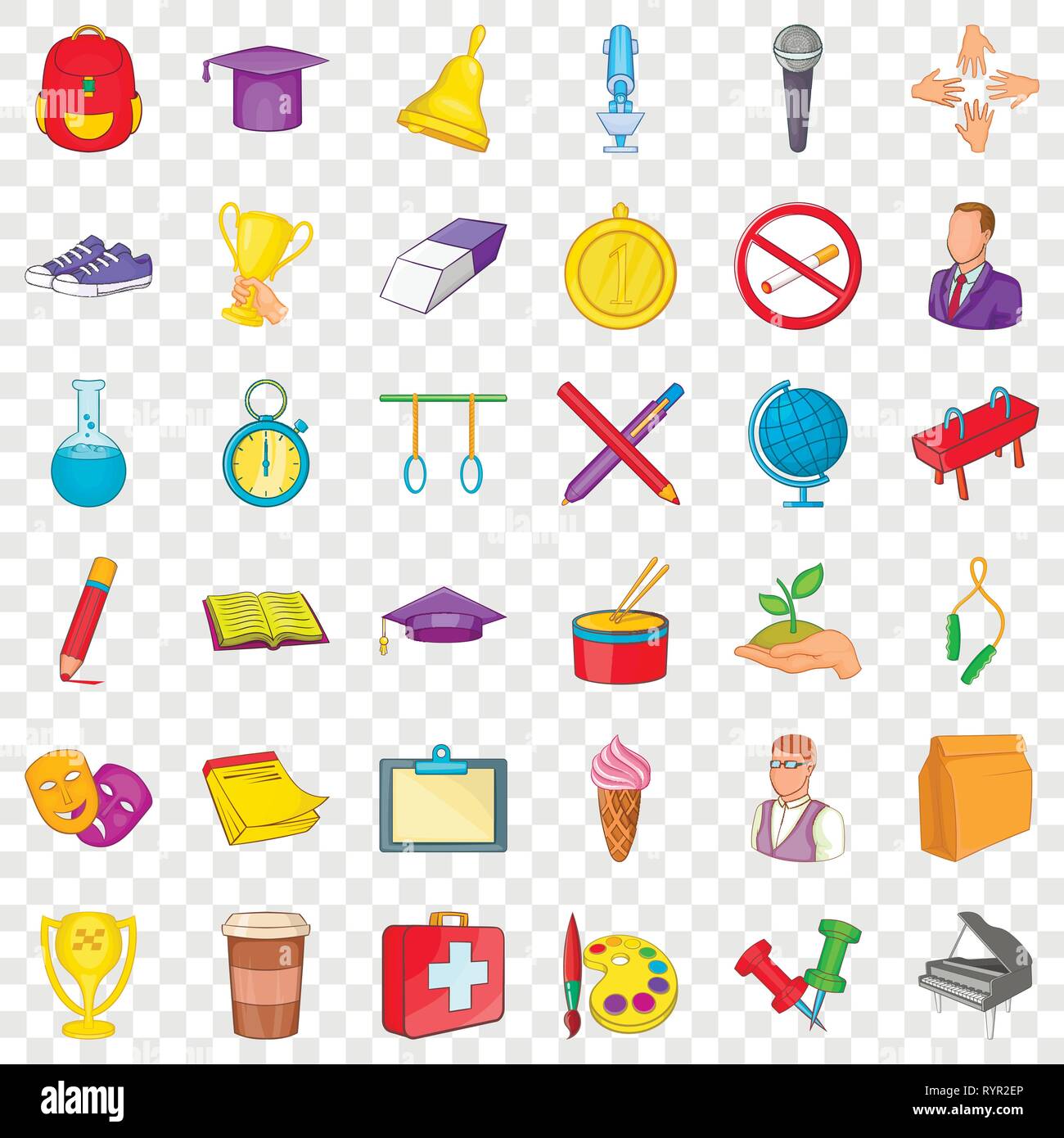 College and school icons set, cartoon style Stock Vector Image & Art ...