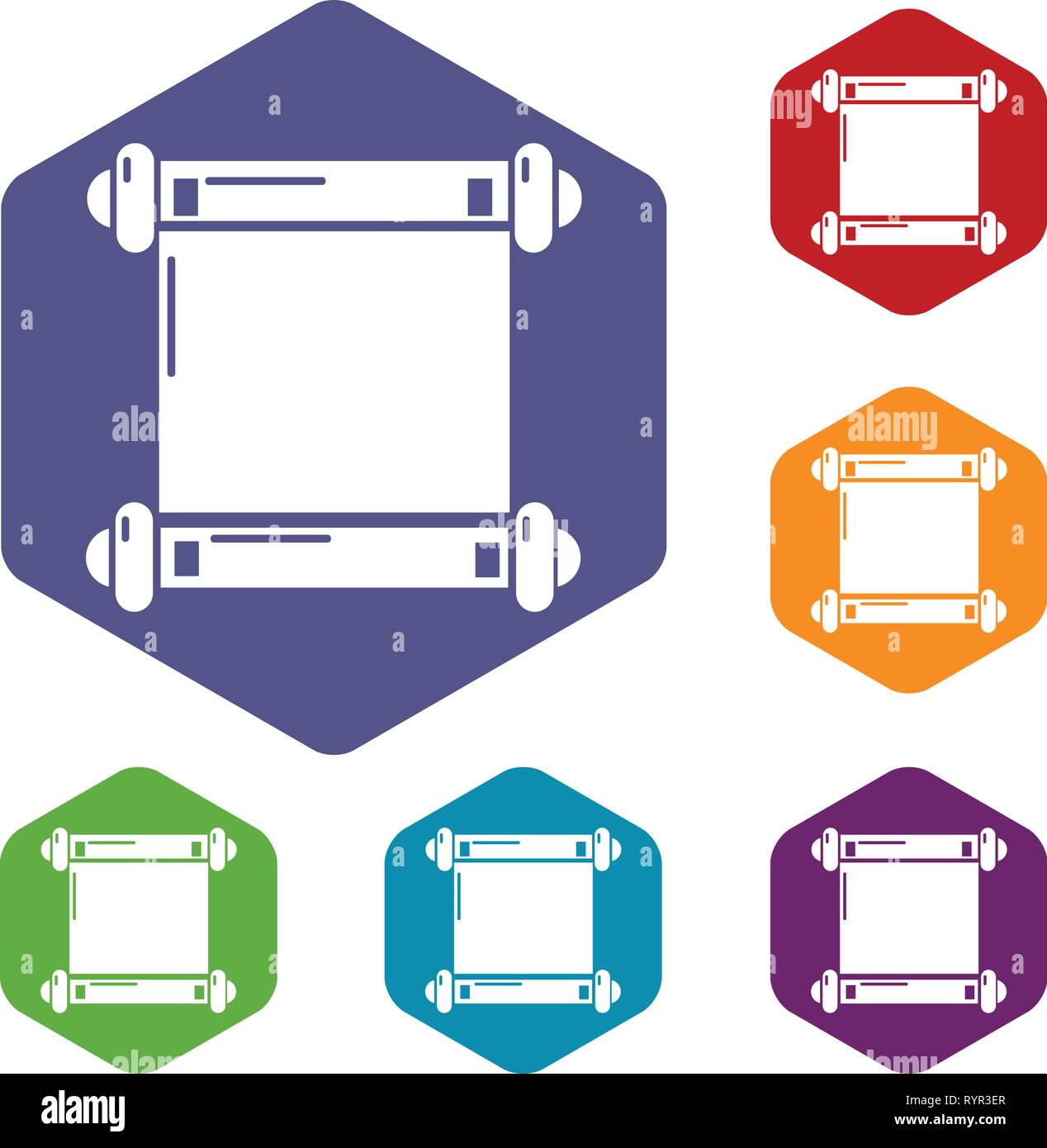 Old scroll parchment icons vector hexahedron Stock Vector