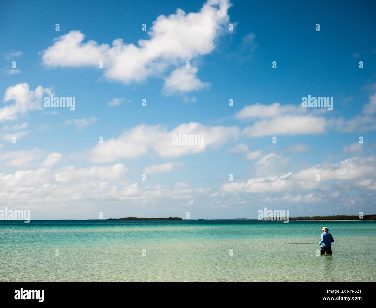 Man Fly Fishing, Caribbean Sea, Cocodimama Charming Resort, Governors