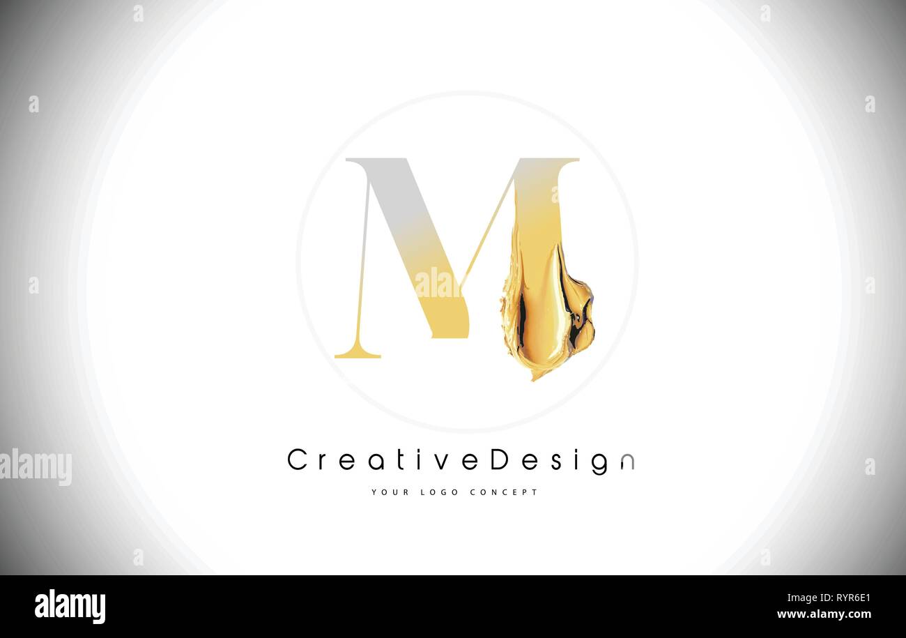 M letter design brush paint stroke Royalty Free Vector Image