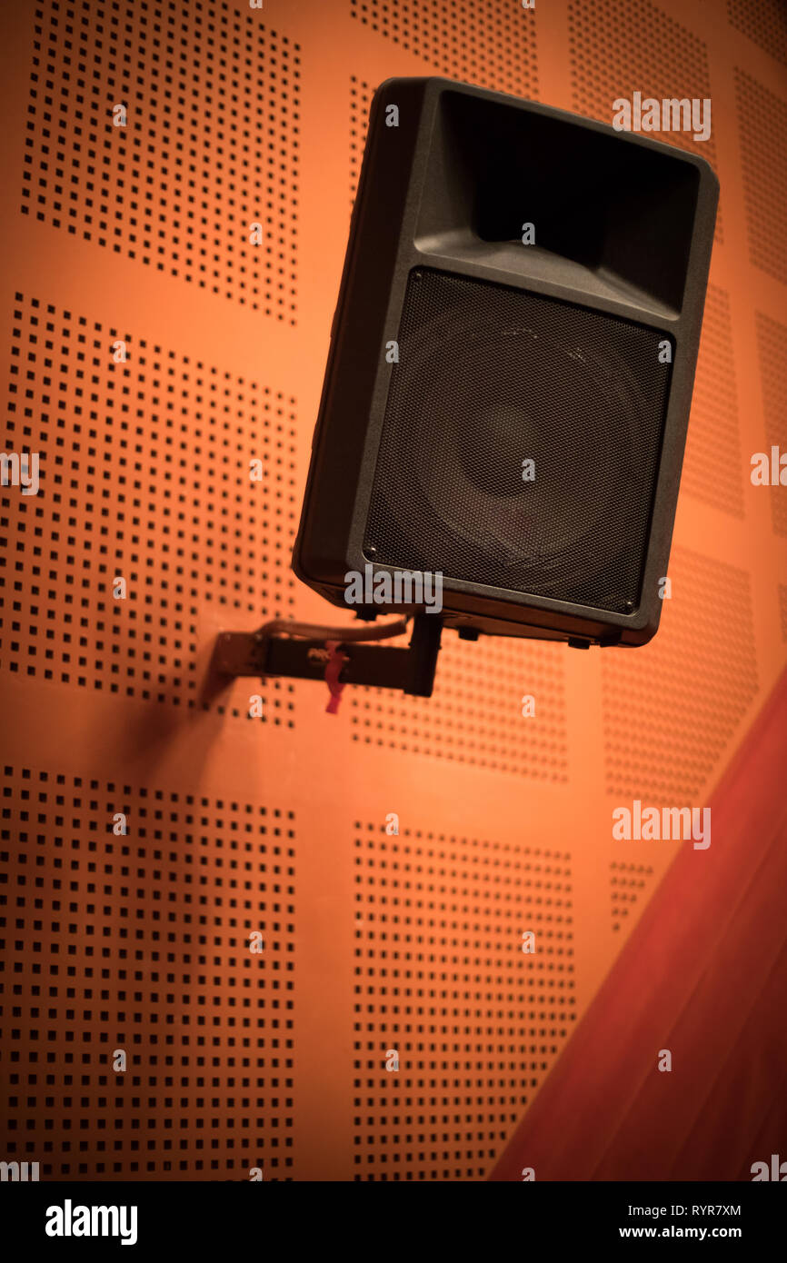Color image of a large stereo speaker in a room Stock Photo Alamy