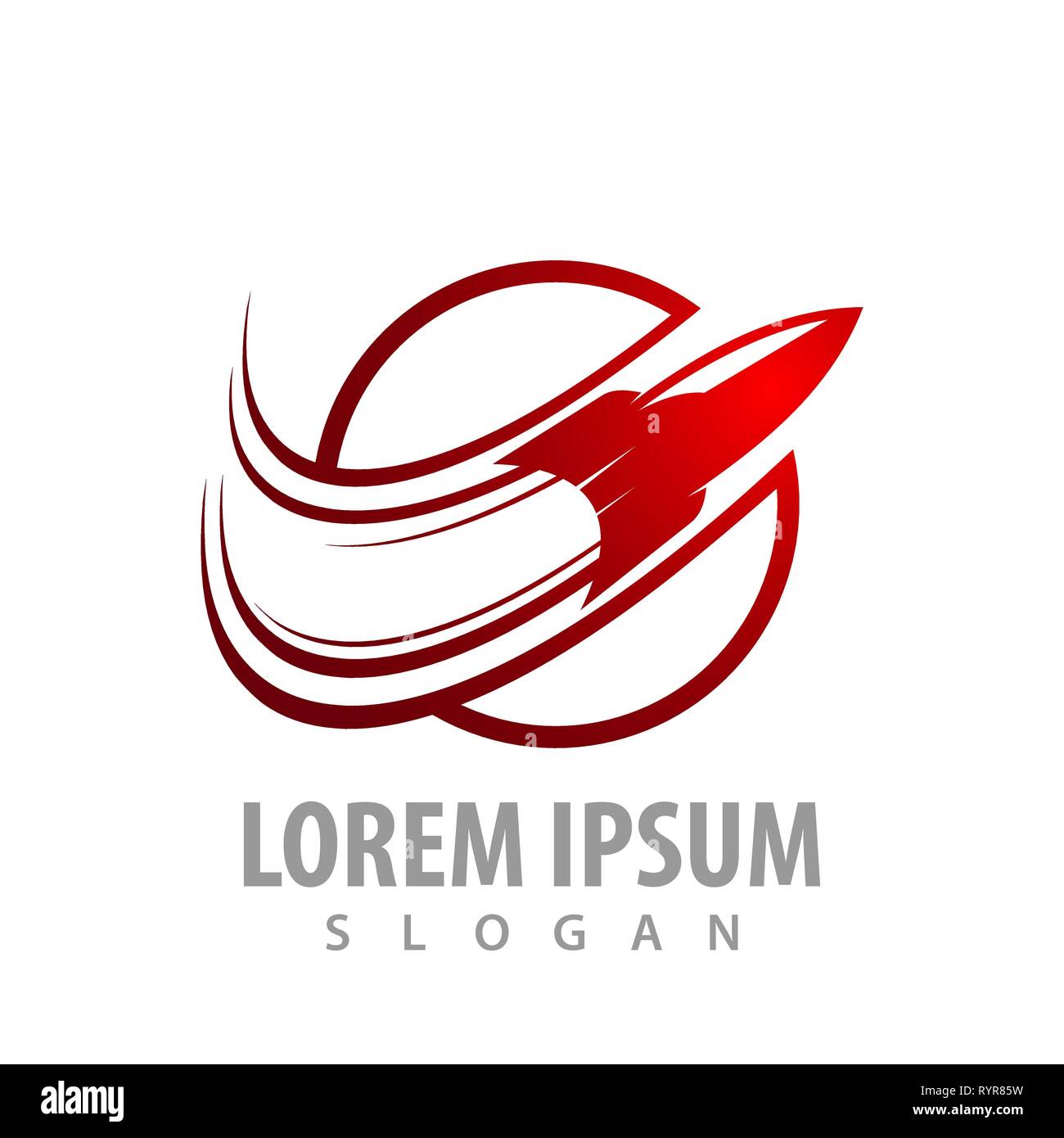 Circle skyrocket concept design. Symbol graphic template element Stock