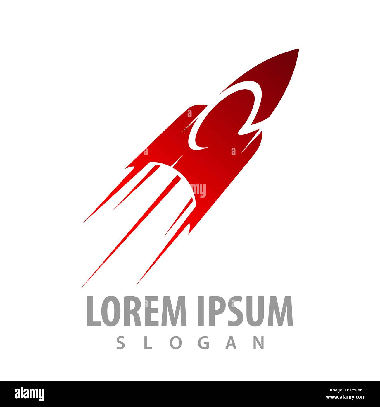 Red Rocket Logo Rocket Flying Graphic Colored Icon Stock Vector