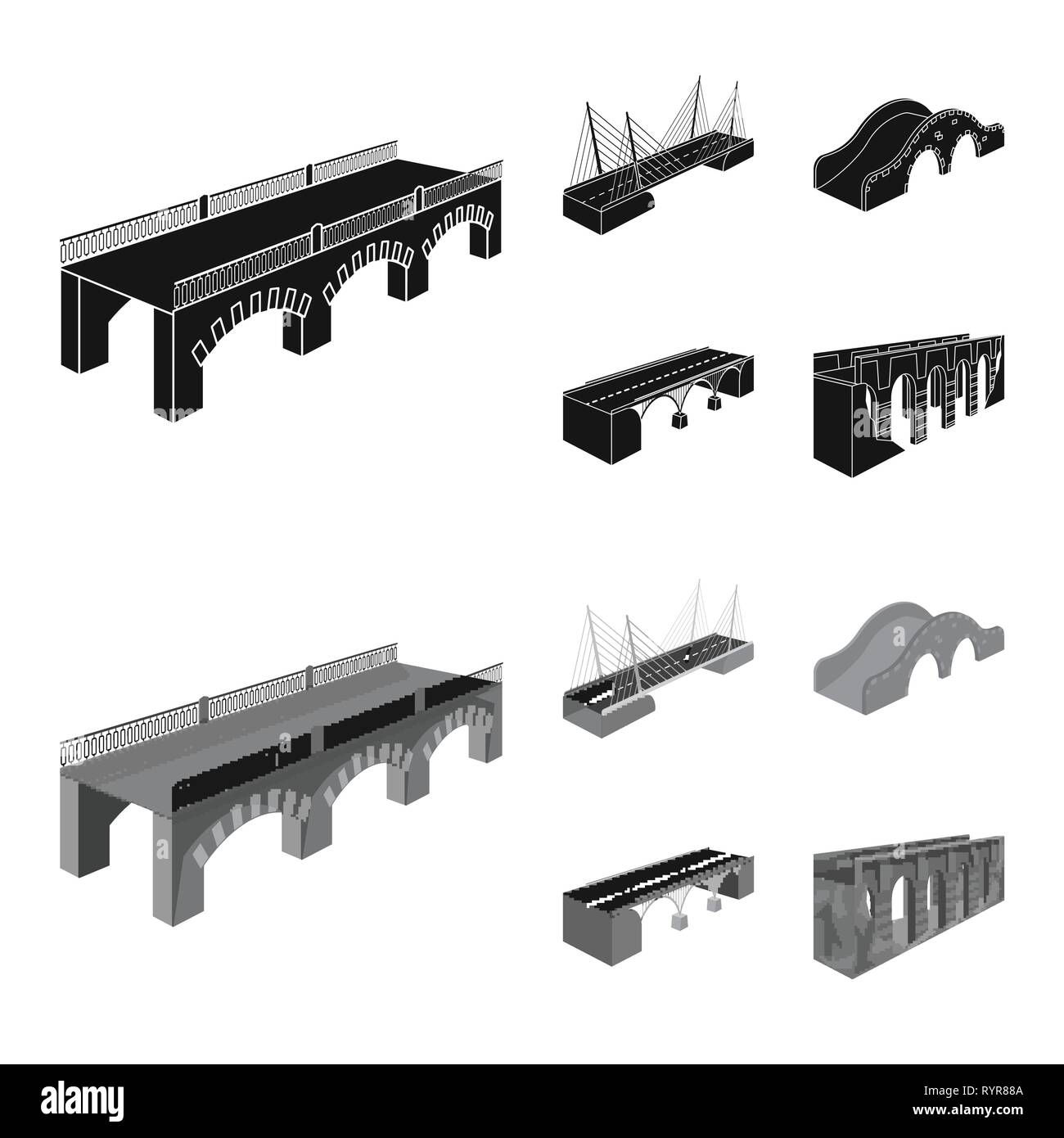 bridge,relocation,construction,pedestrian,mounted,prop,cable,historical,coast,column,suspended,arch,river,brick,metal,old,showplace,transport,modern,countryside,bike,long,connection,design,construct,side,bridgework,architecture,landmark,structure,crossing,sight,set,vector,icon,illustration,isolated,collection,element,graphic,sign Vector Vectors , Stock Vector