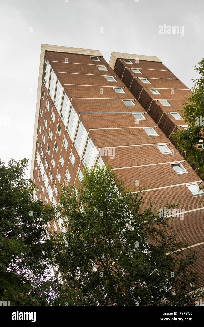 Rydecroft high rise flats, Evesham Close, Woolton, Liverpool. This thirteen storey, 38.4 metre tall residential apartment block was completed in 1970. Stock Photo