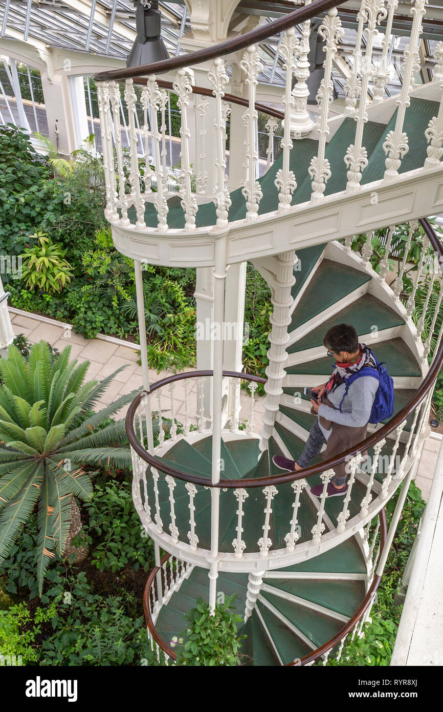 Spiral staircase in the Temperate House at Kew Gardens, London Stock Photo