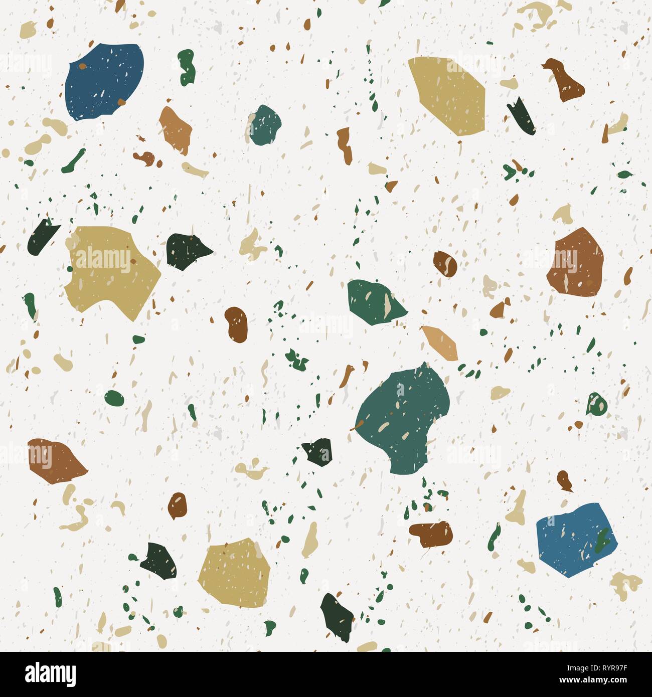 Terrazzo seamless patterns. Classic Italian marble Stock Vector