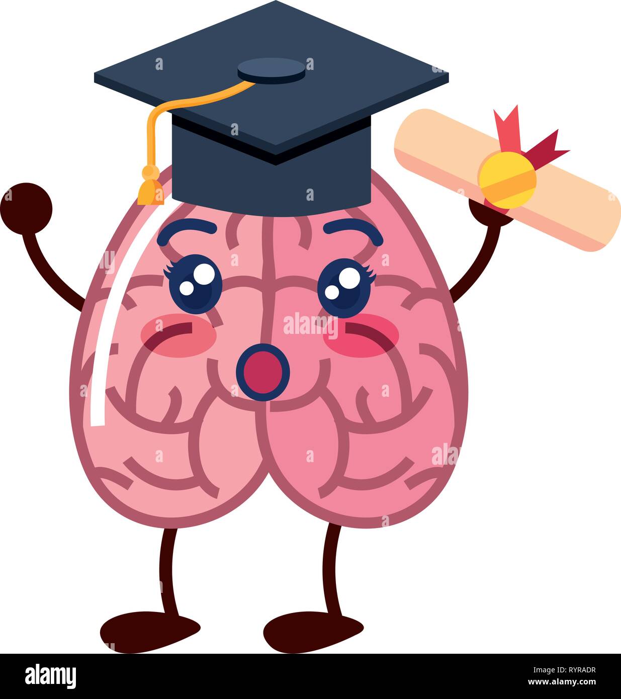 Graduating Brain brain cartoon education graduation hat diploma vector illustration ...