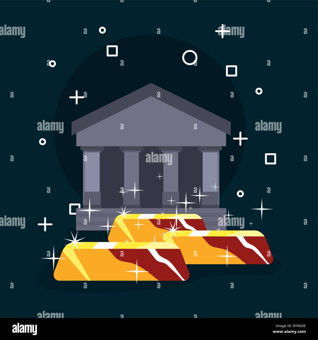 bank gold bars money success vector illustration Stock Vector Image ...
