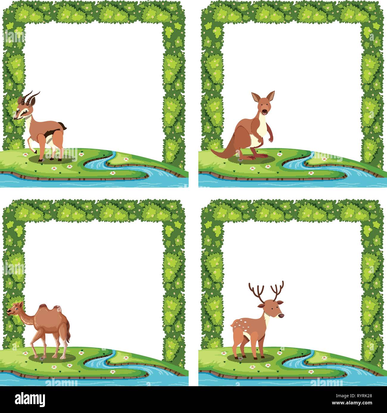 Set of animal nature border illustration Stock Vector Image & Art - Alamy