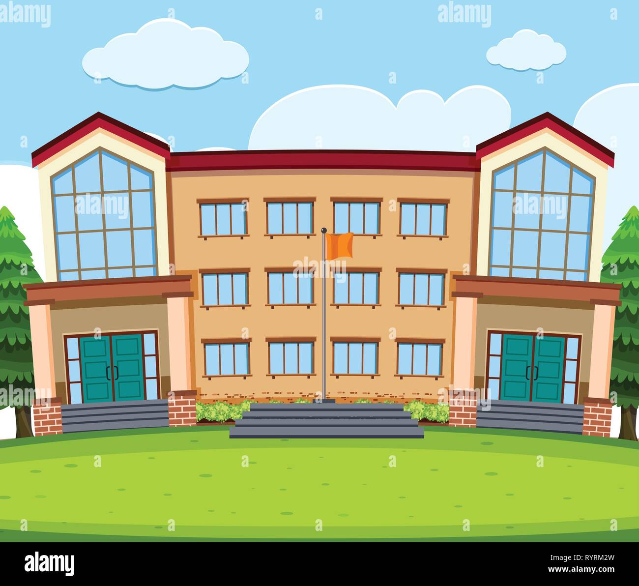 A school building background illustration Stock Vector