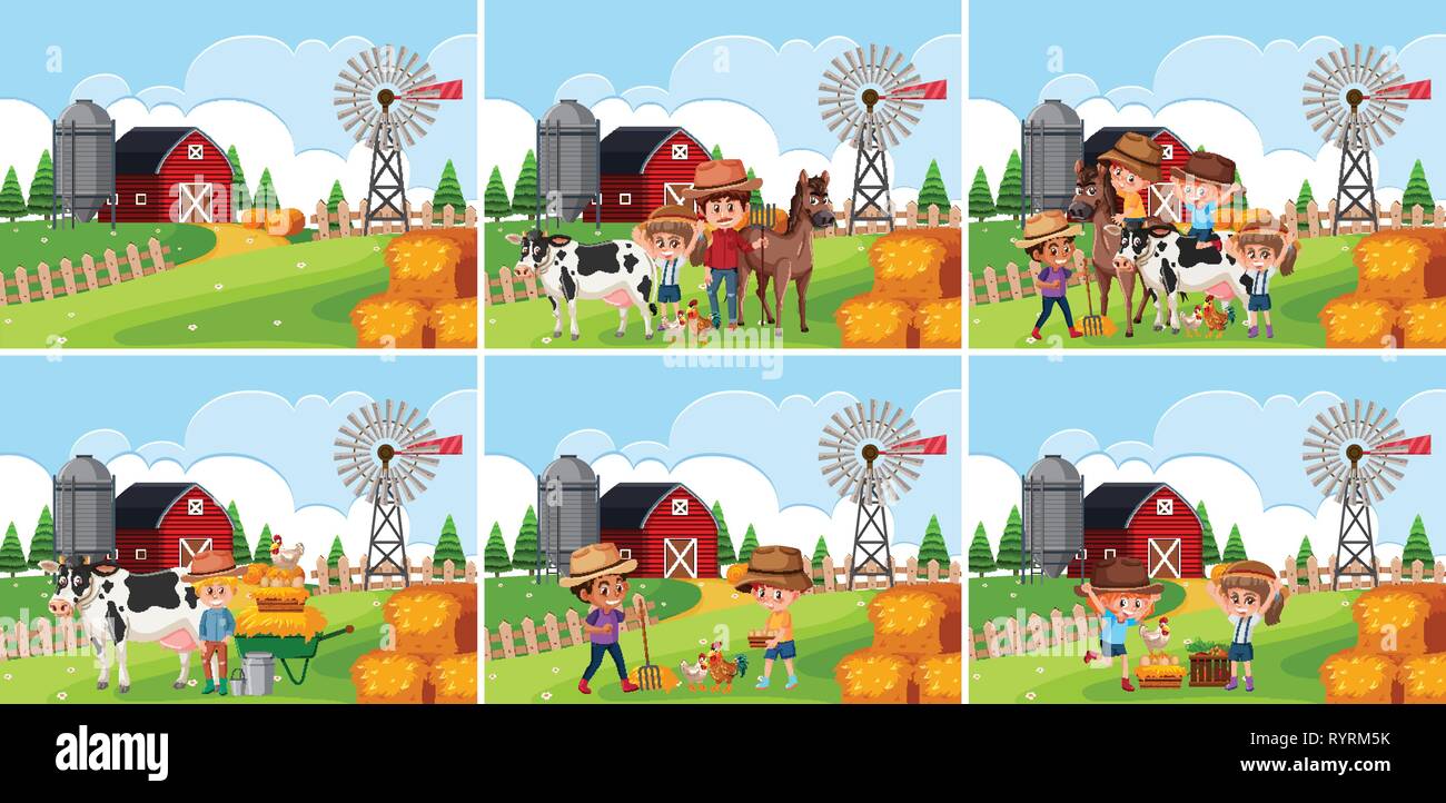 Set of farmland scene illustration Stock Vector Image & Art - Alamy