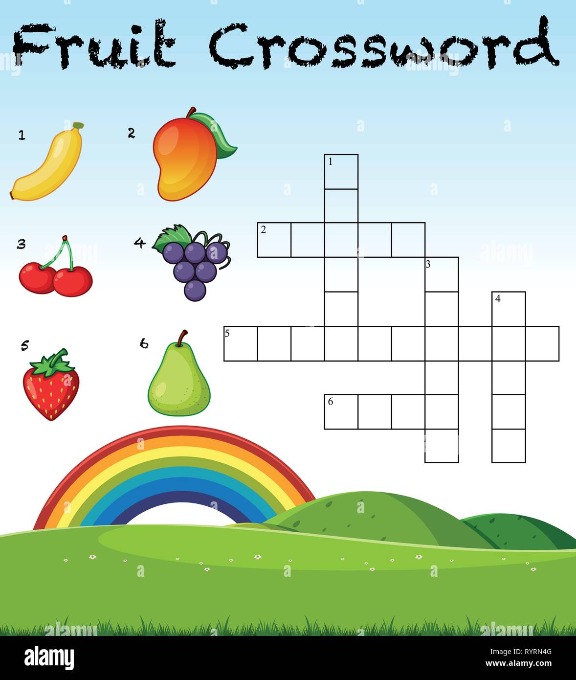A fruit crossword game template illustration Stock Vector Image & Art