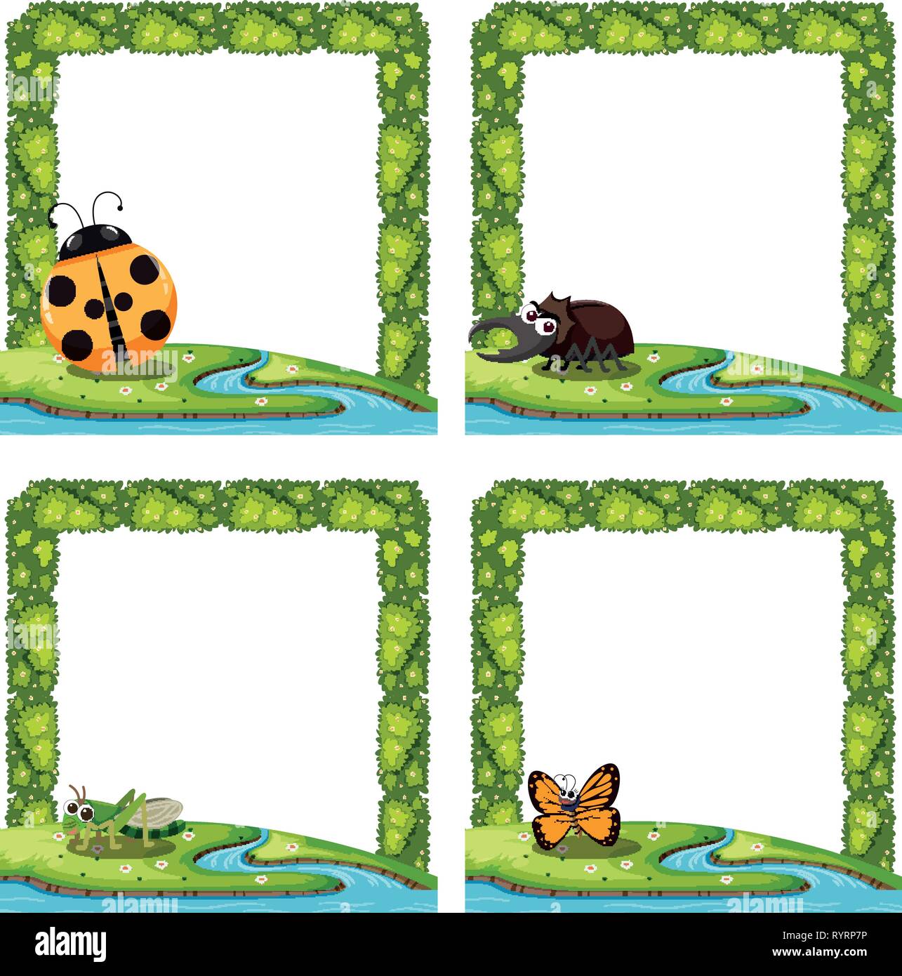 Set of insect nature border illustration Stock Vector Image & Art Alamy