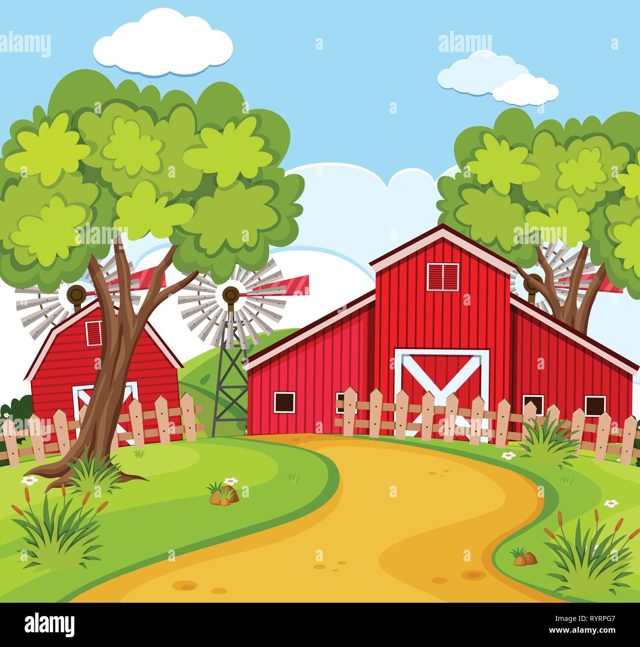 A rural house scene illustration Stock Vector Image & Art - Alamy