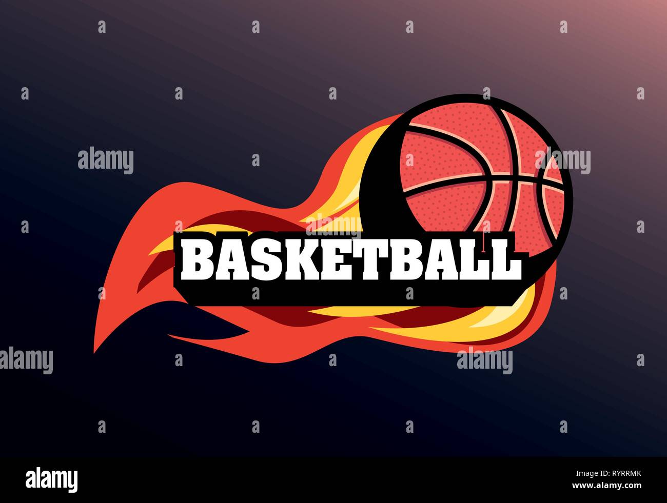 basketball ball enveloped in fire flames vector illustration Stock Vector