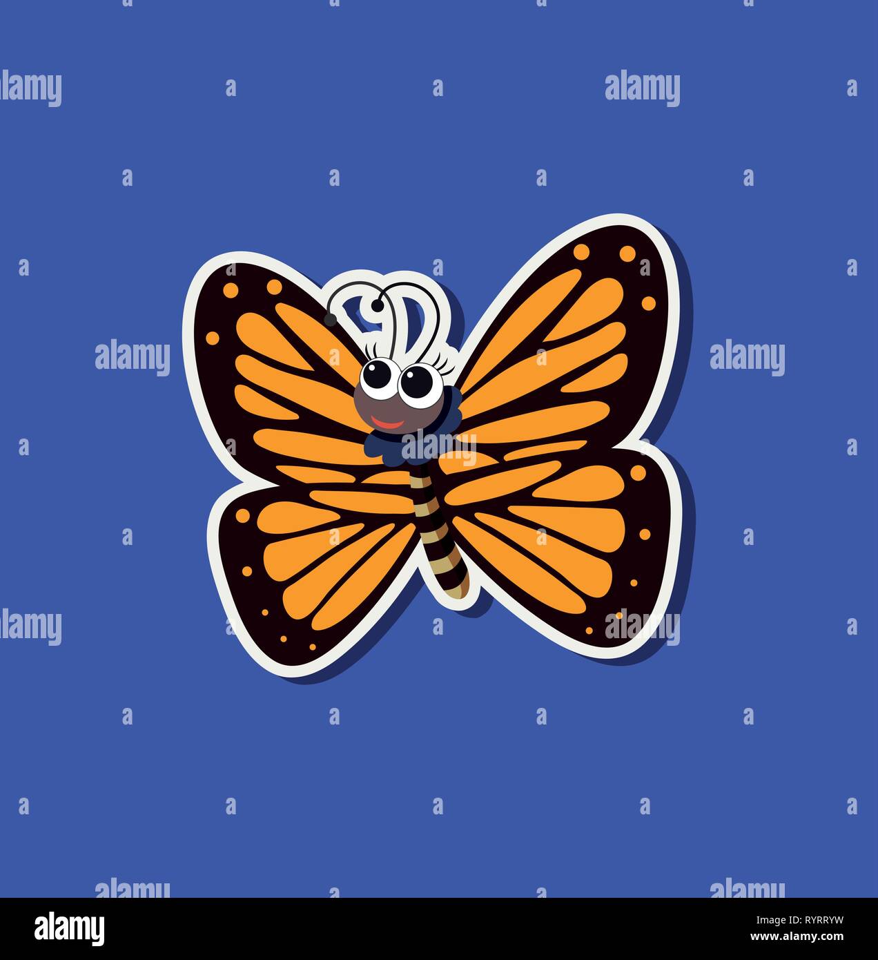 A butterfly on blue background illustration Stock Vector Image & Art ...