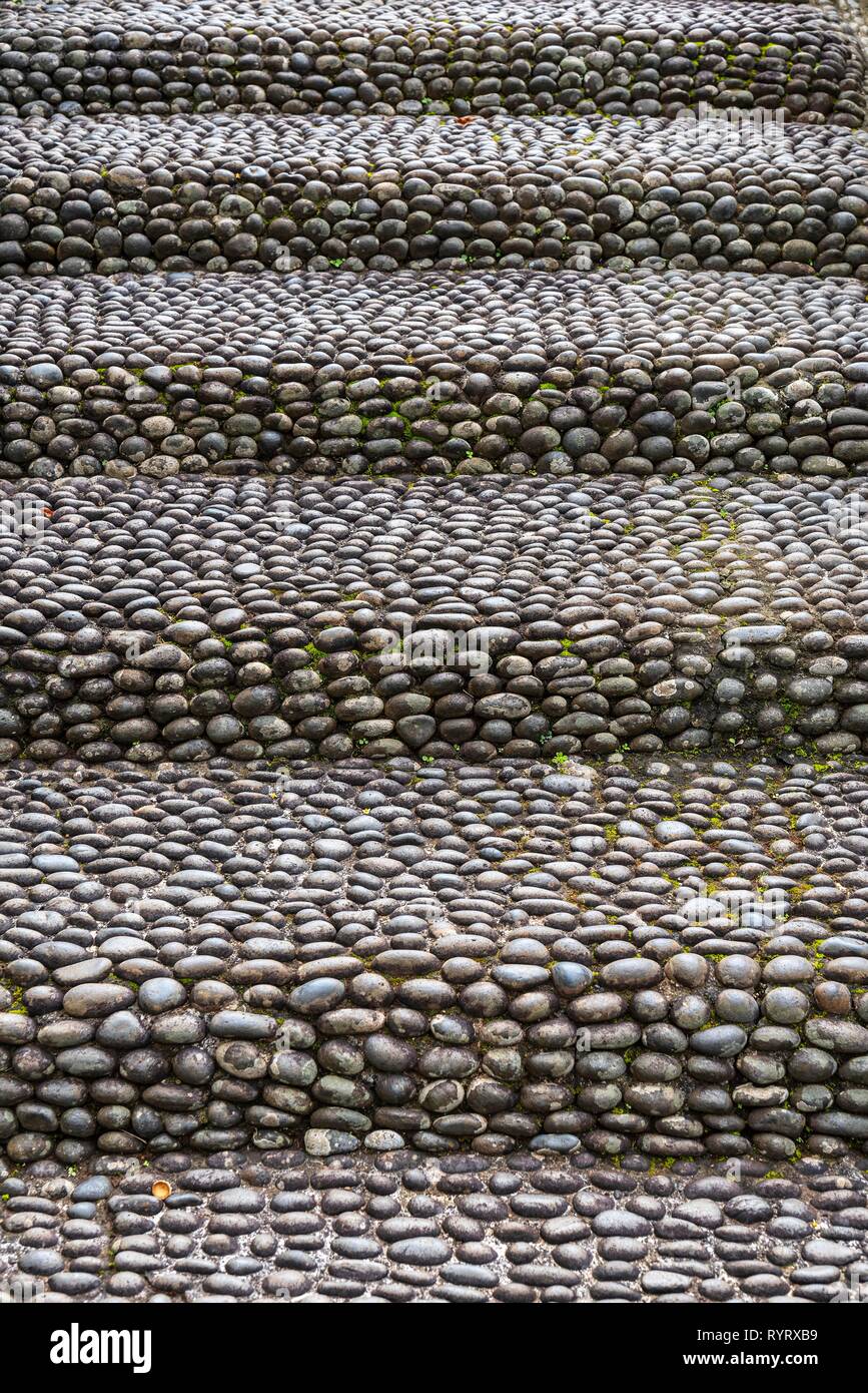 Pebble staircase, Funchal, Madeira, Portugal Stock Photo