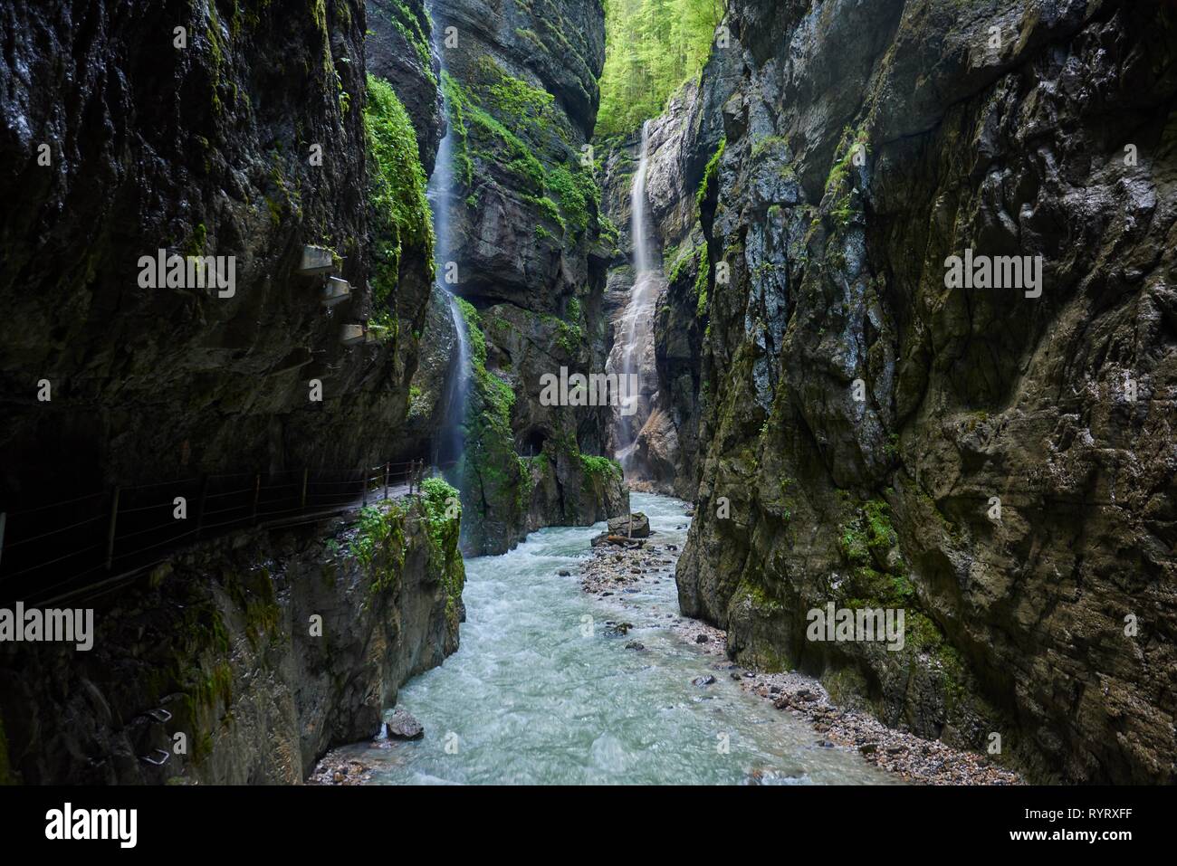 Waterfalls in the Partnach Gorge, Garmisch-Partenkirchen, Bavaria ...