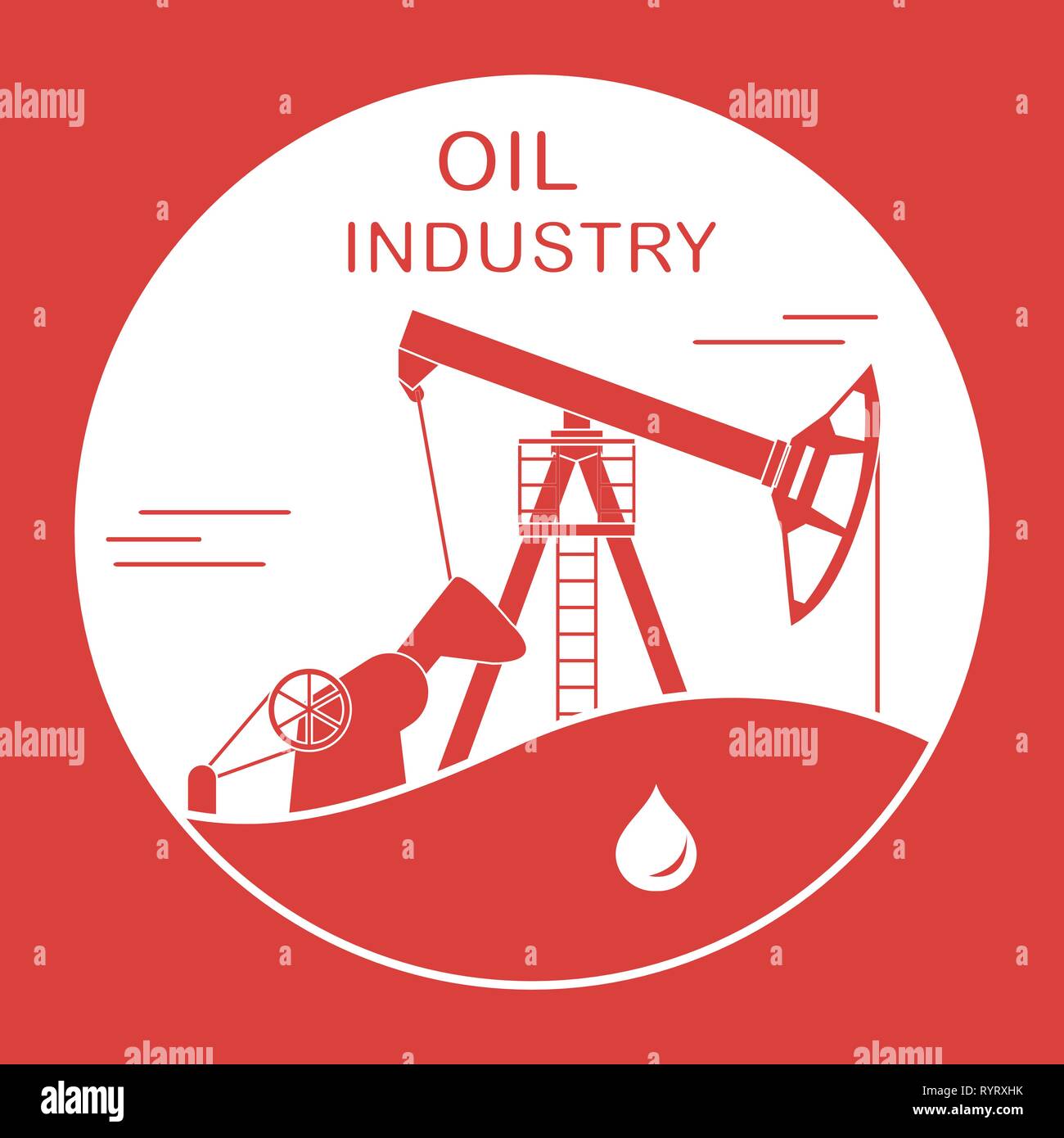 Vector illustration with equipment for oil production. Oil industry