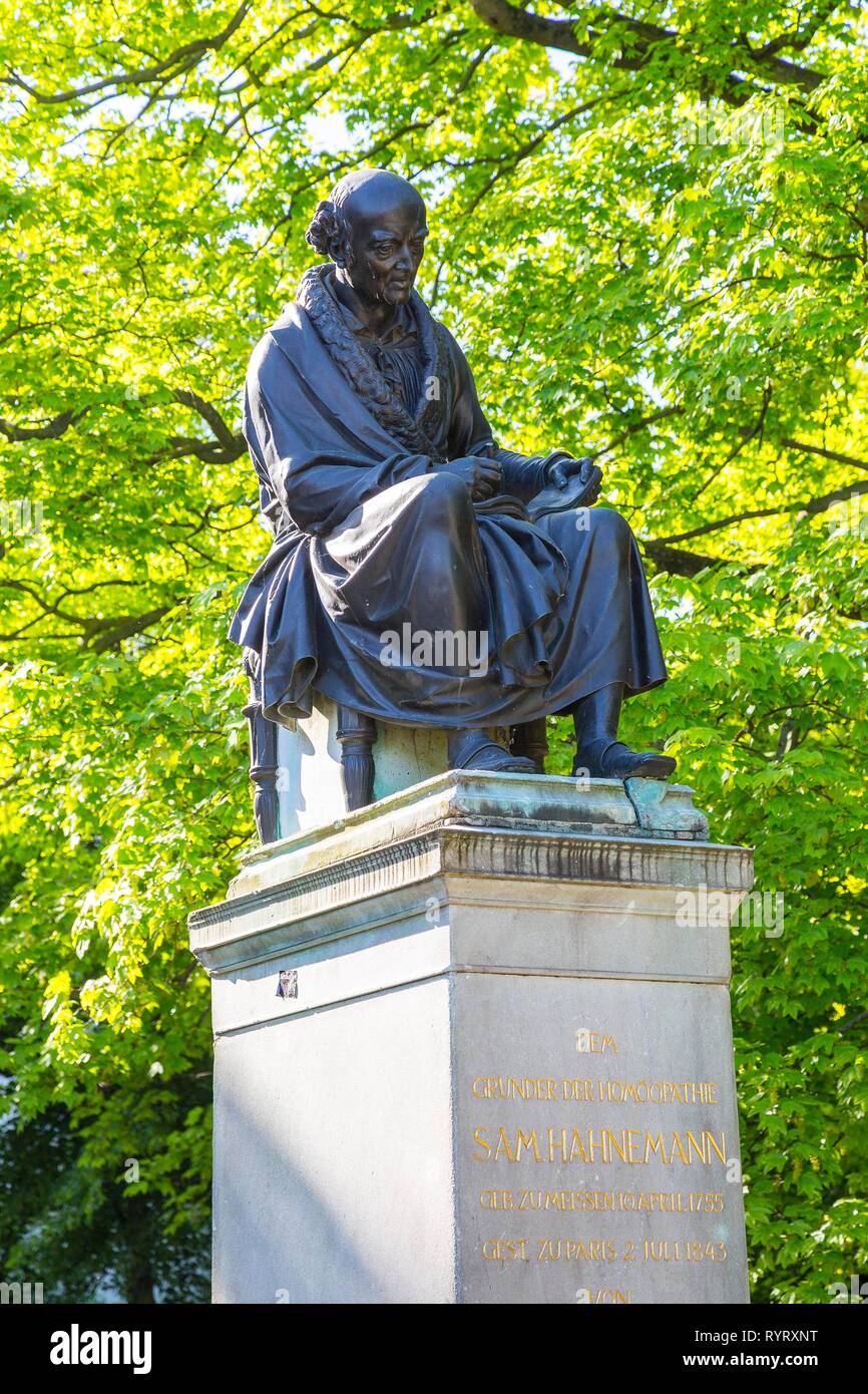 Memorial of Samuel Hahnemann on the Richard-Wagner-Platz in Leipzig, Saxony, Germany Stock Photo