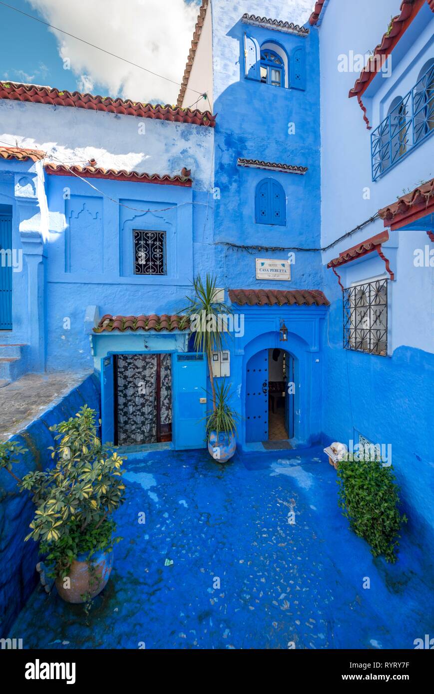 House entrance, blue houses, Medina of Chefchaouen, Chaouen, Tangier
