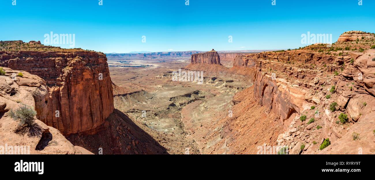 Canyon Landscape, Mesa, eroded landscape, rock formations, Monument Basin, White Rim, Island in the Sky Stock Photo