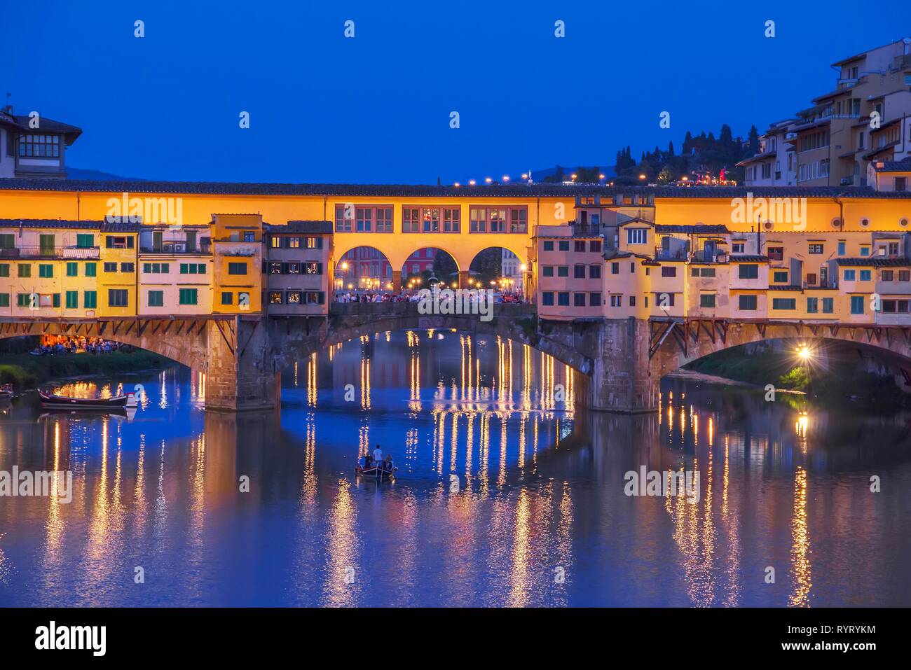Ponte Vecchio at dawn, Florence, Tuscany, Italy Stock Photo