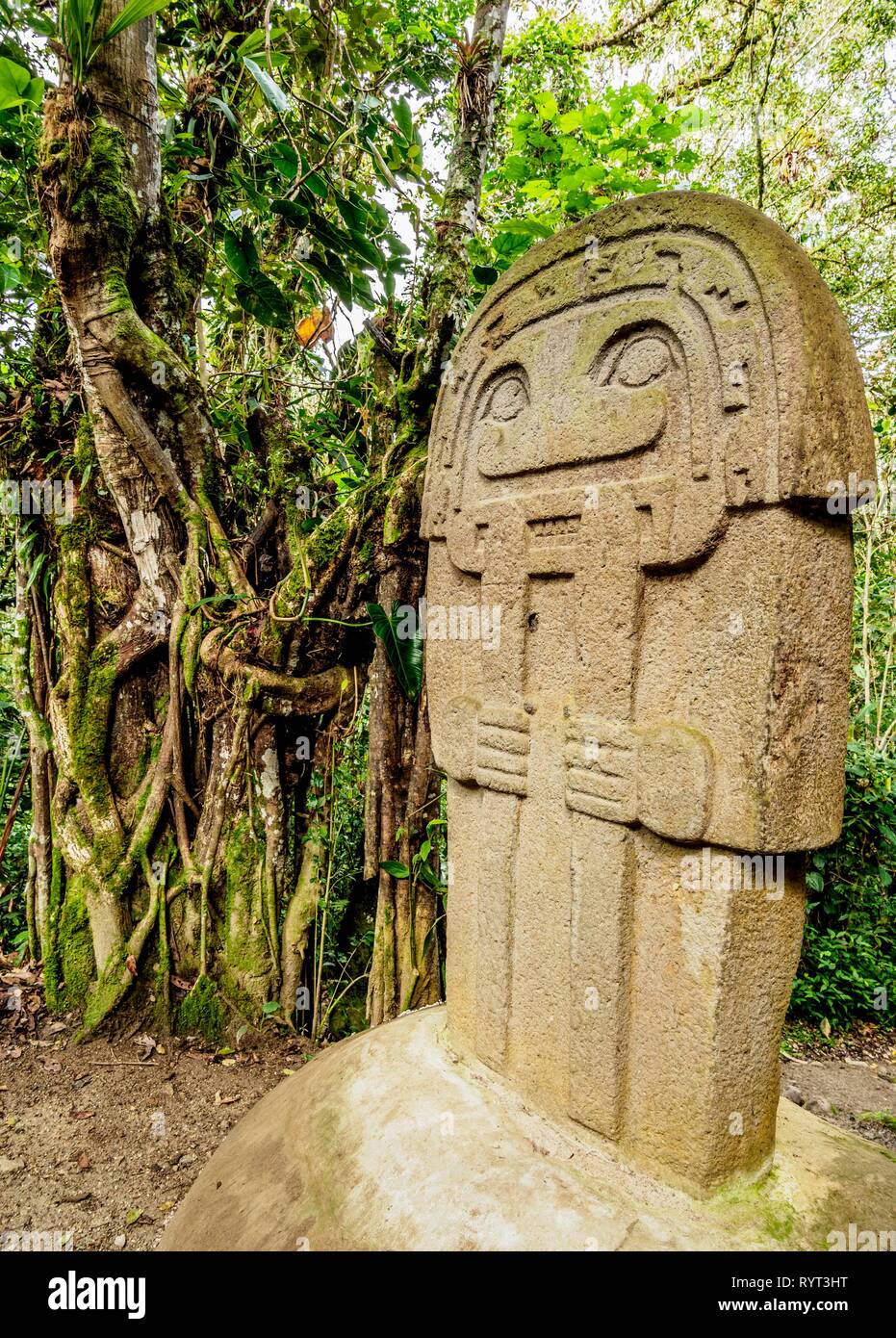 Pre-Columbian Sculpture, San Agustin Archaeological Park, Huila Department, Colombia Stock Photo