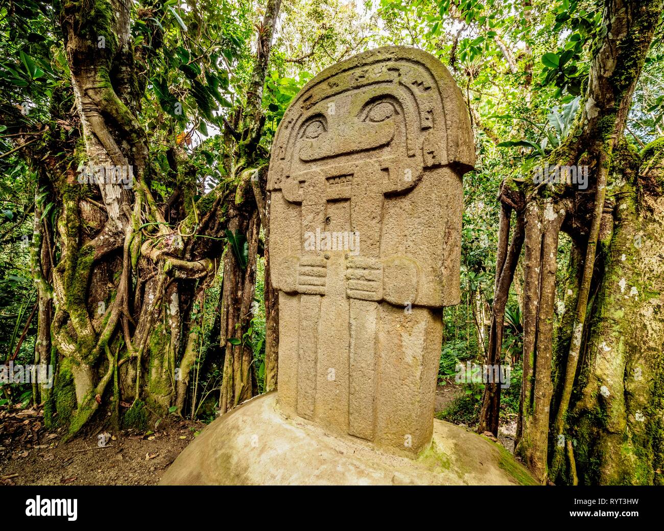 Pre-Columbian Sculpture, San Agustin Archaeological Park, Huila Department, Colombia Stock Photo