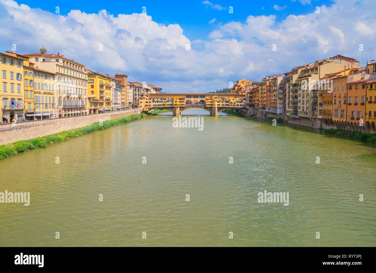 Arno river with Ponte Vecchio, Florence, Tuscany, Italy Stock Photo