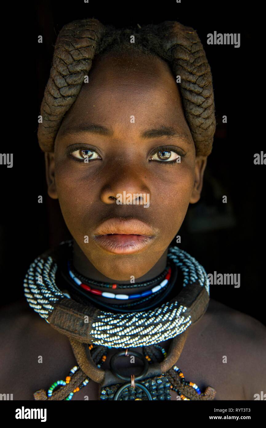 Pretty Himba girl, Portrait, Kaokoland, Namibia Stock Photo