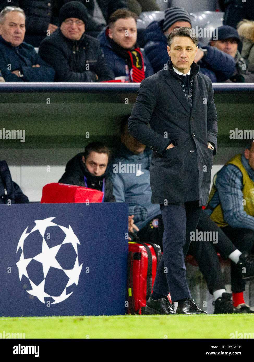 Disappointment, A¶ Bayern coach Niko KOVAC. Soccer, Bayern Munich (M) - Liverpool (LIV) 1: 3, UEFA Champions League, Season 2018/2019, Round of 16, Rueckspiel, 13.03.2019 in Muenchen / ALLIANZARENA / Germany. ¬ | usage worldwide Stock Photo