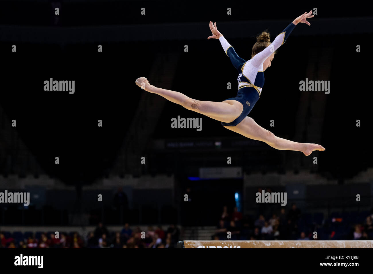 Liverpool, UK. 15th Mar, 2019. Rosie Bayliss of Greenwich Royals competing during the beam rotation at the Men's and Women's Artistic British Championships 2019, M&S Bank Arena, Liverpool, UK. Credit: Iain Scott Photography/Alamy Live News Stock Photo