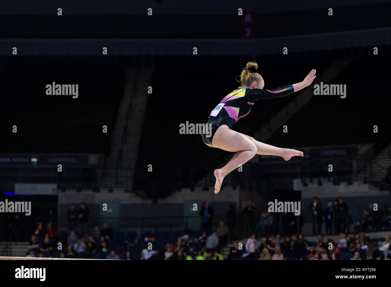 Liverpool, UK. 15th Mar, 2019. Lexie-Mae Neal of Abingdon Gymnastics Club competing during the beam rotation at the Men's and Women's Artistic British Championships 2019, M&S Bank Arena, Liverpool, UK. Credit: Iain Scott Photography/Alamy Live News Stock Photo