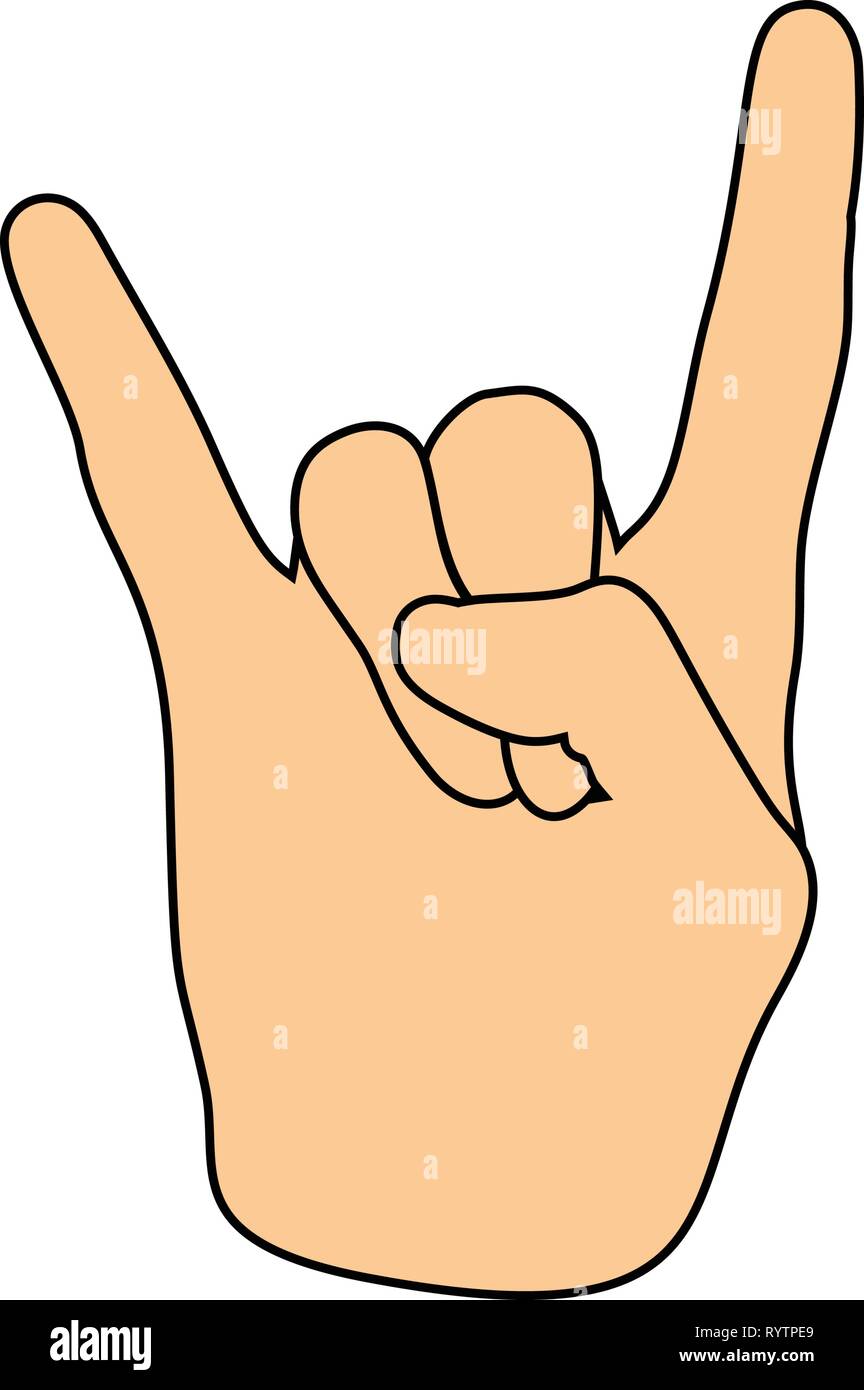 Rock hand icon. Flat color design. Vector illustration. Stock Vector