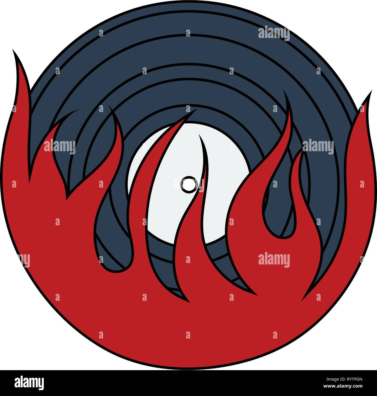 Flame vinyl icon. Flat color design. Vector illustration. Stock Vector