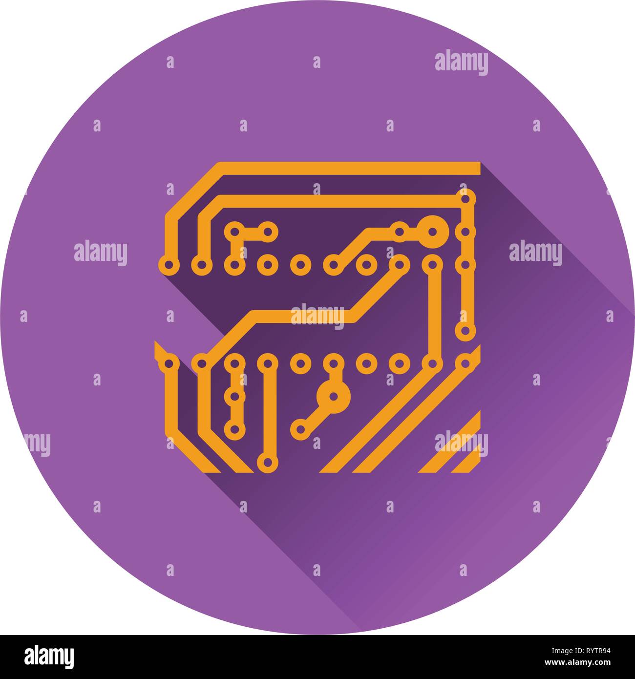 Circuit board icon. Flat color design. Vector illustration Stock Vector ...