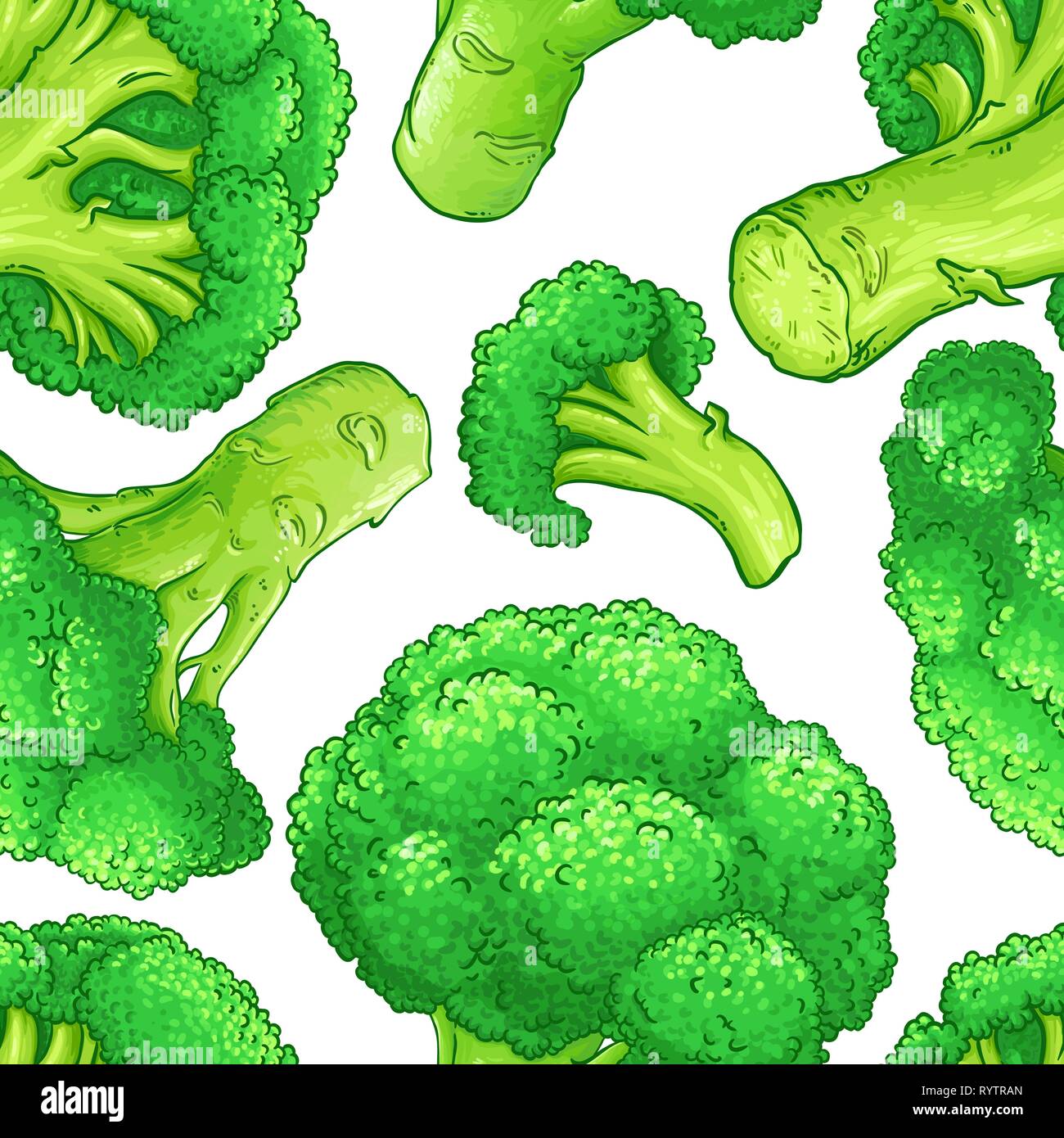 broccoli vector pattern on white background Stock Vector