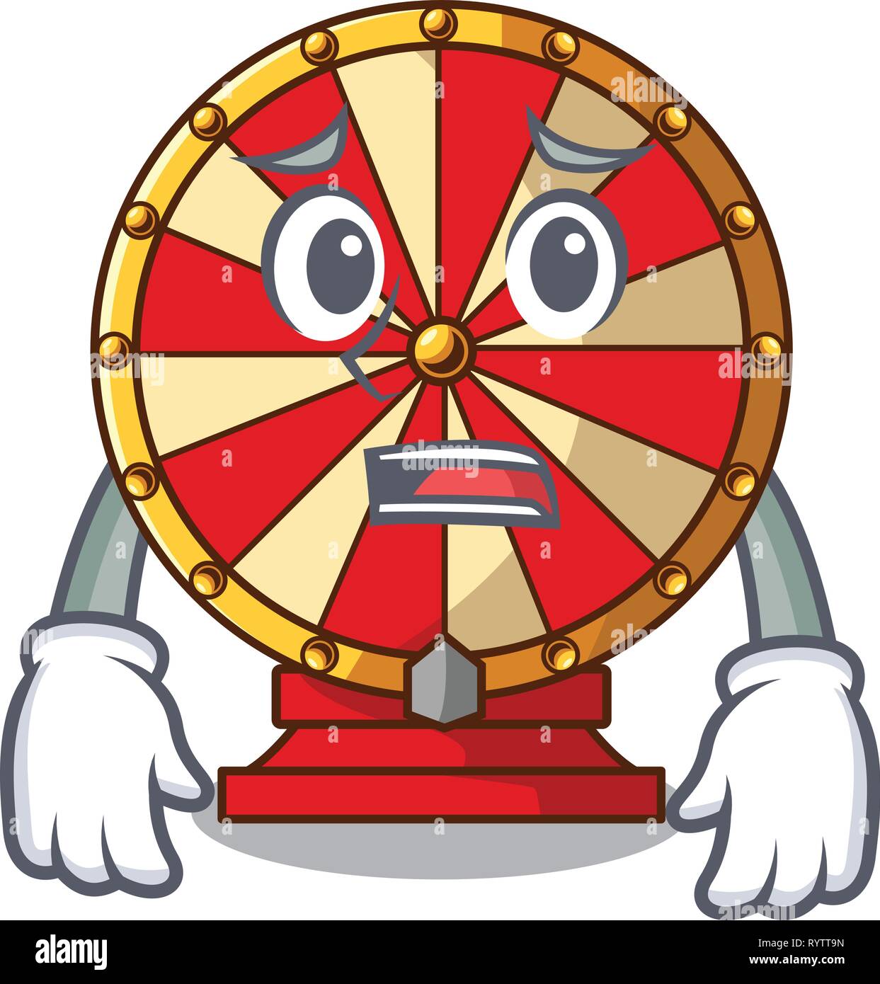 Afraid spinning wheel beside wooden cartoon table Stock Vector Image