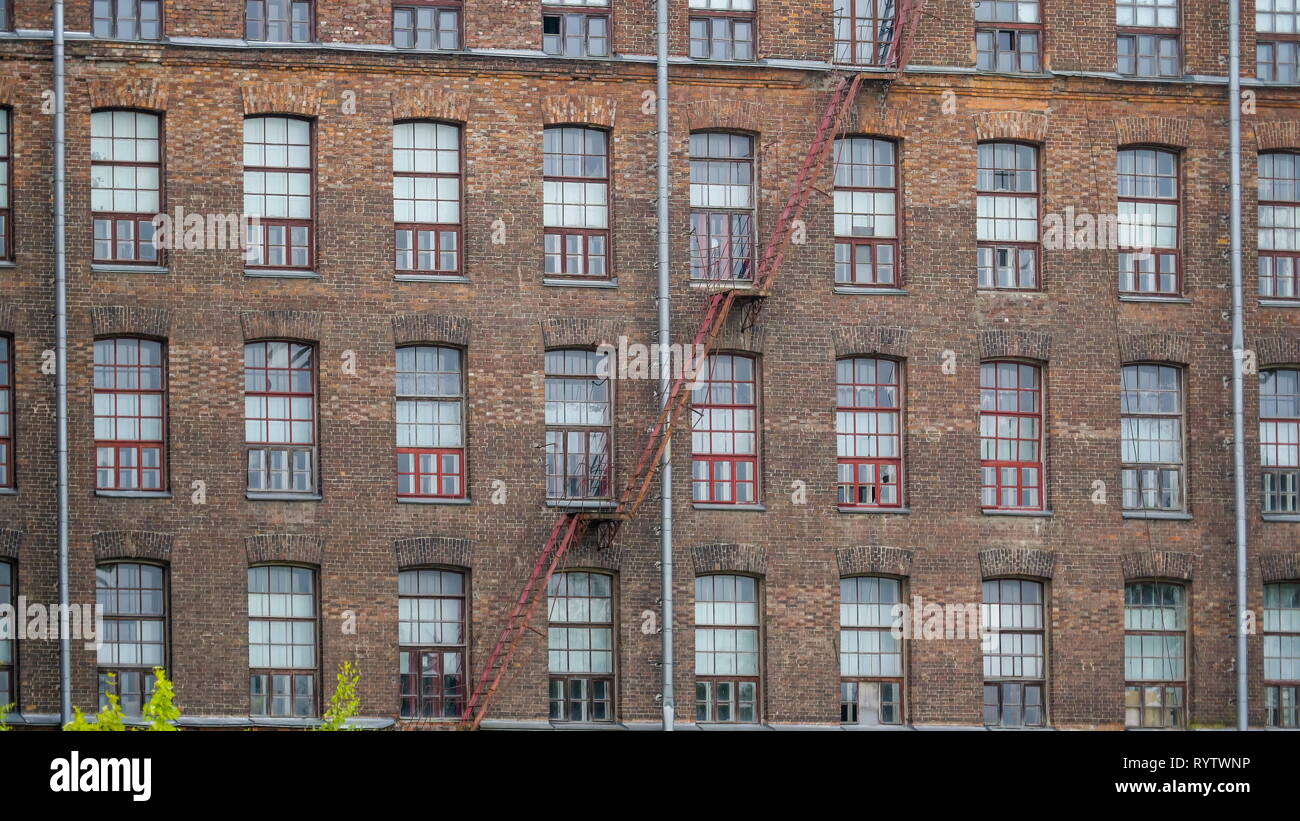 The view from the outside of the Kreenholm building it is an old textile manufacturing factory in Estonia Stock Photo