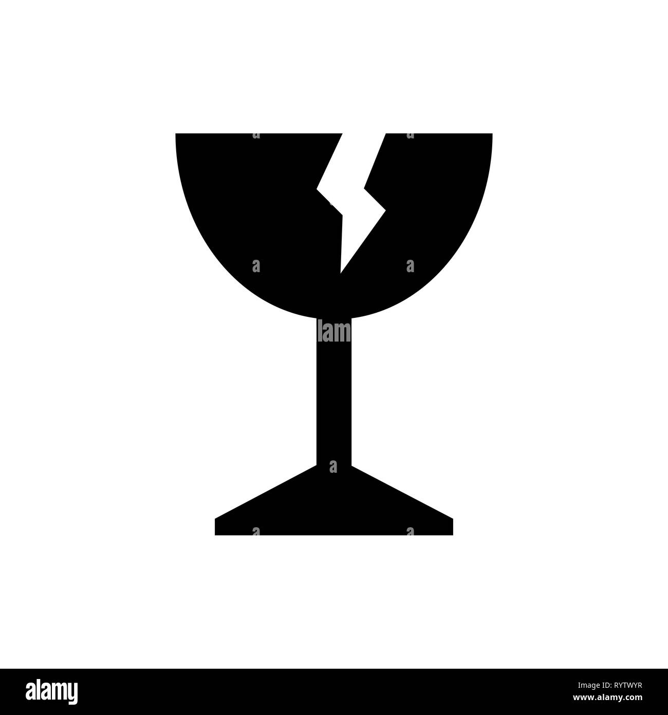 Fragile packaging symbol simple flat style icon isolated. Stock Vector