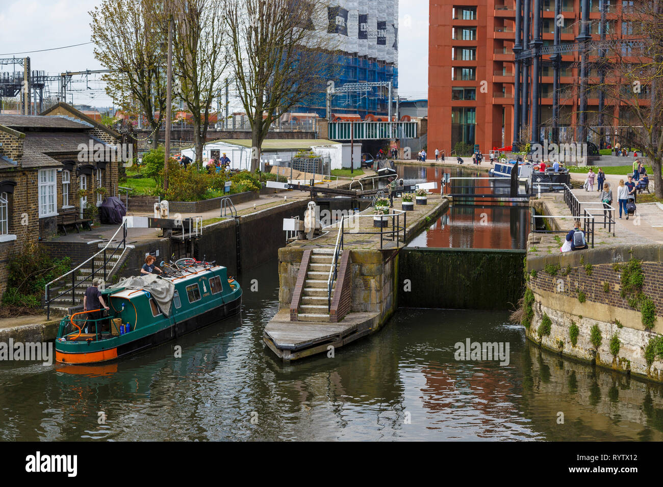 The 1819 St Pancras Lock on the Regent's Canal in London, UK. Popular destination for tourists. Stock Photo