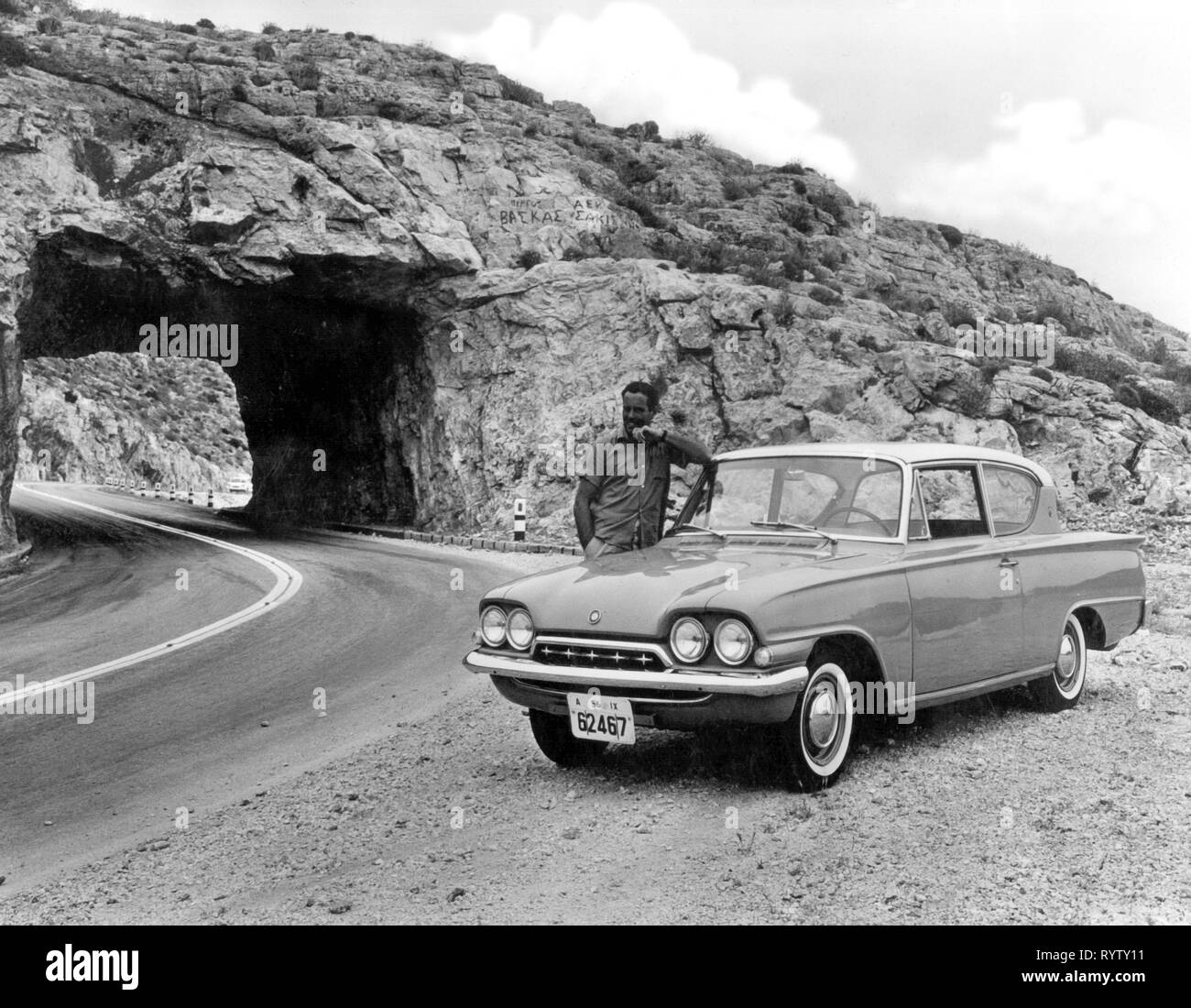 transport / transportation, cars, vehicle variants, Ford Consul 315, view from left ahead, Greece, 1960s, Additional-Rights-Clearance-Info-Not-Available Stock Photo