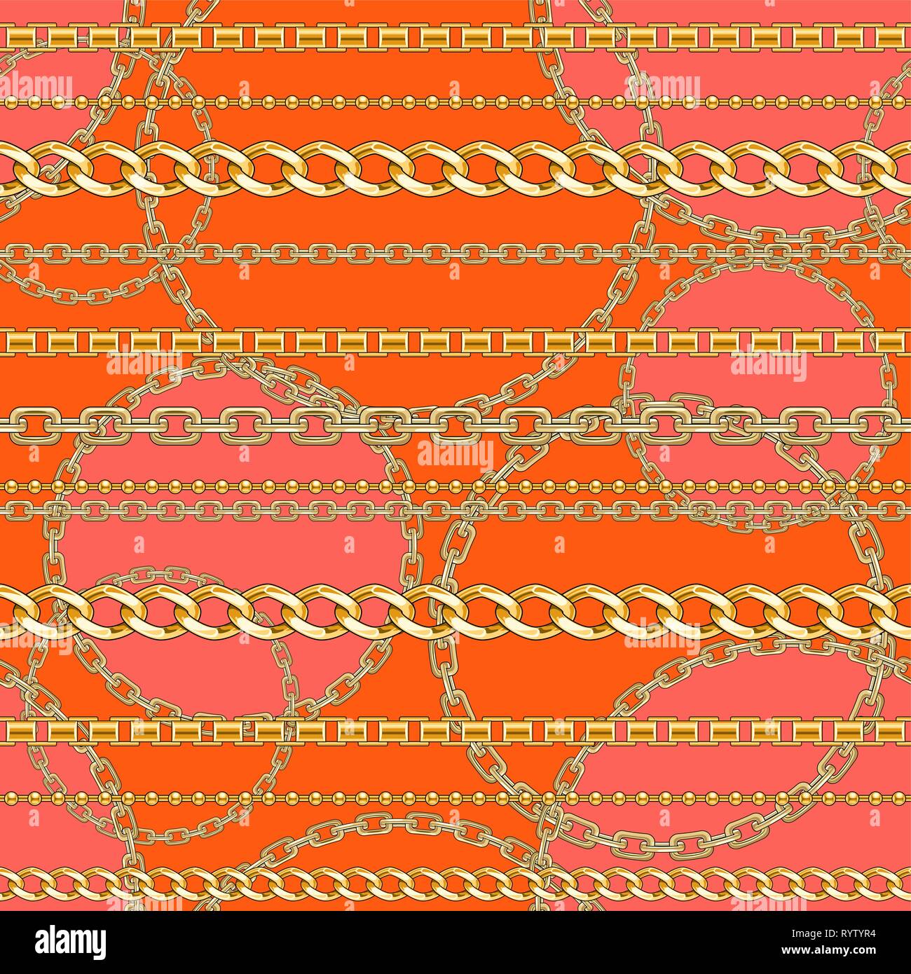 Abctract seamless pattern with belts, chain on bright animal skin background for fabric. Trendy repeating leopard print. Stock Vector