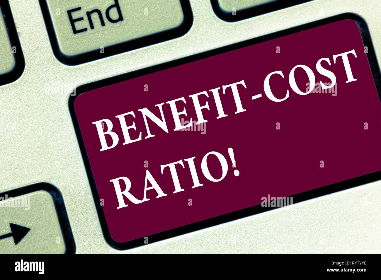 Handwriting text Benefit Cost Ratio. Concept meaning Relationship