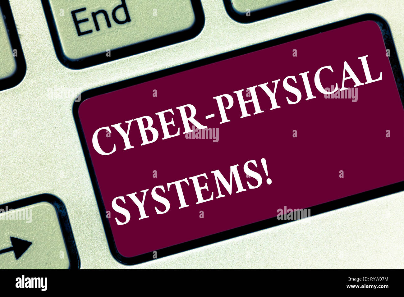 Handwriting text Cyber Physical Systems. Concept meaning Mechanism