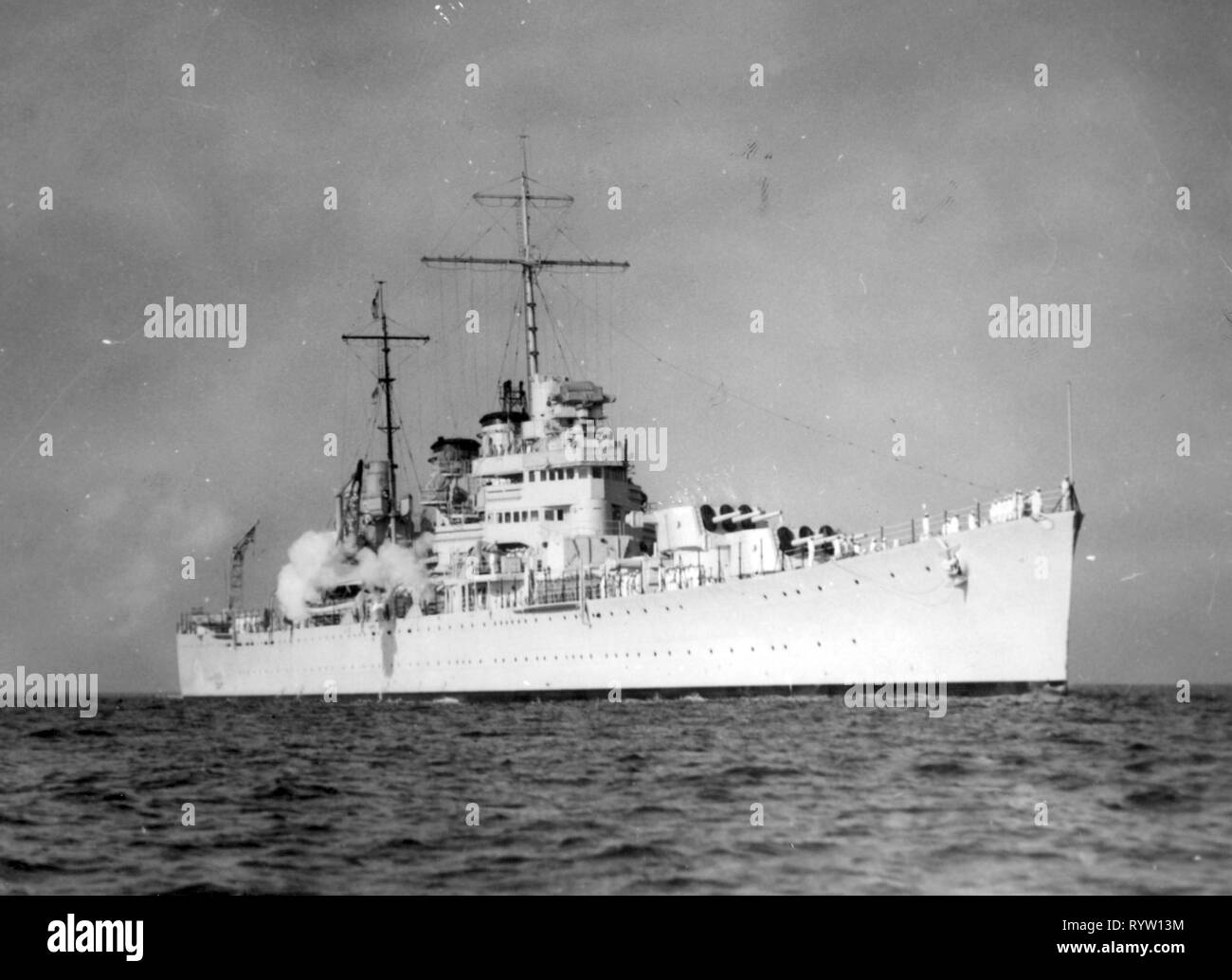 transport / transportation, navigation, warship, light cruiser USS Nashville before Rio de Janeiro, Brazil, 25.5.1939, US navy, United States Navy, USA, United States of America, man-of-war, CL-43, CL43, CL 43, Brooklyn-Class, Brooklyn class, ships, ship, steamship, steamships, military, armed forces, naval forces, 1930s, 30s, 20th century, transport, transportation, warship, warships, cruiser, cruisers, historic, historical, Additional-Rights-Clearance-Info-Not-Available Stock Photo