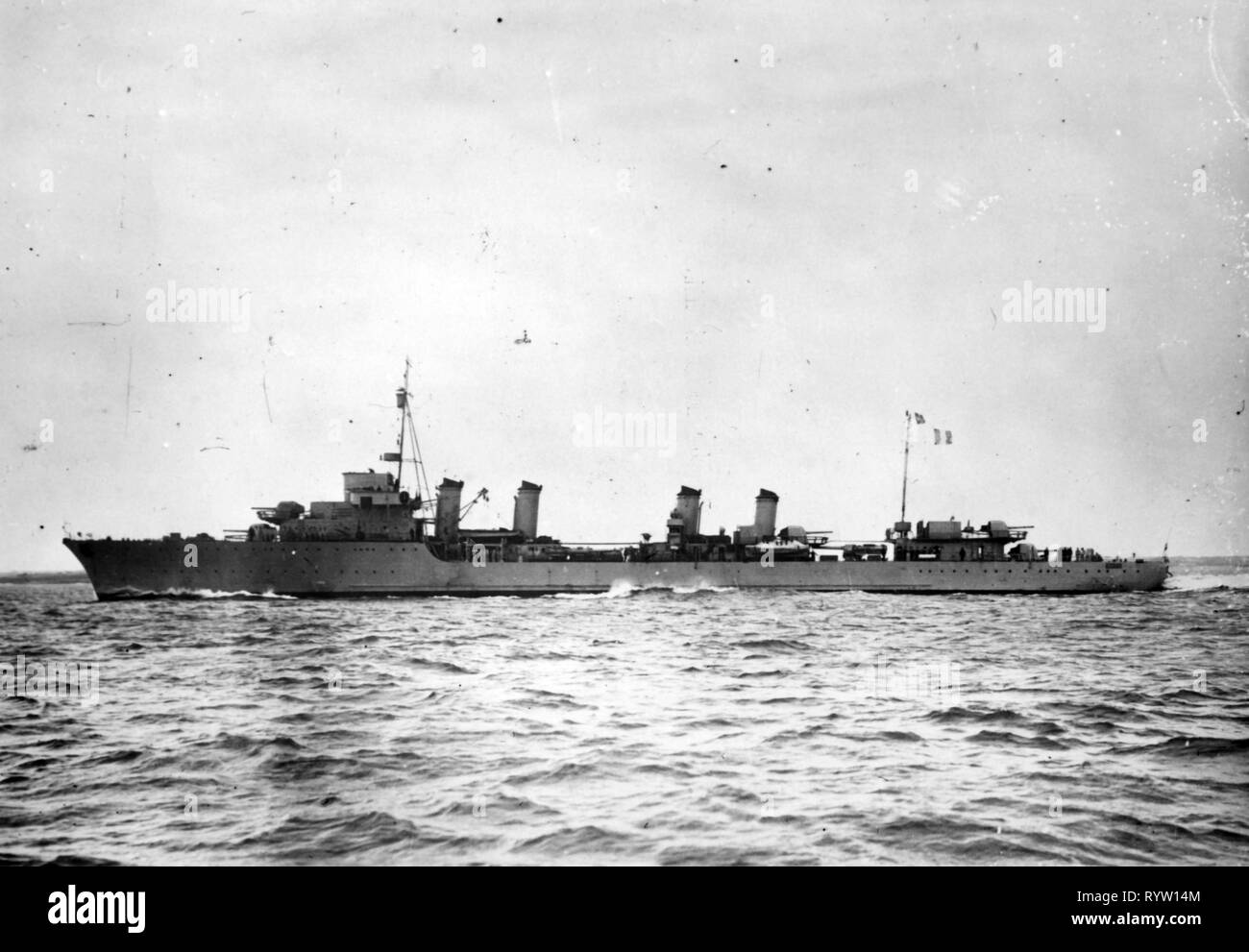 transport / transportation, navigation, warship, French destroyer Milan at sea, 1936, Additional-Rights-Clearance-Info-Not-Available Stock Photo